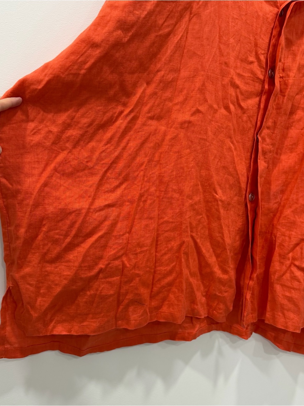 Planet by Lauren G Linen Handkerchief Blouse Buttondown Orange One Size - Picture 5 of 9